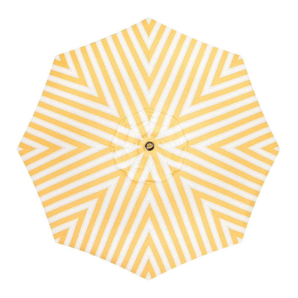The Resort Market Umbrella in Tuuli Stripe Yellow | 10' Antique White Frame Bundle Business & Pleasure Co. 