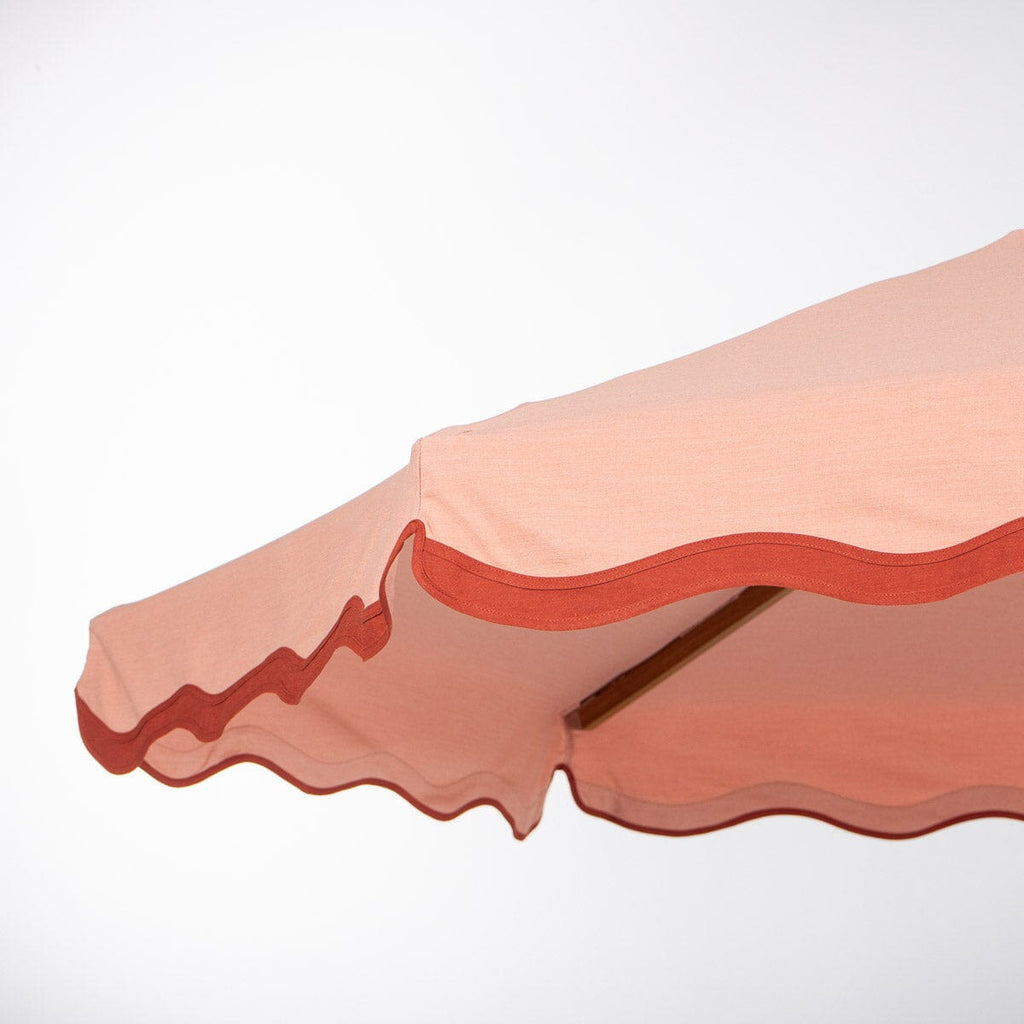 The Resort Market Umbrella in Rivie Pink | 10' Transfer Teak Frame Resort Market Umbrella Business & Pleasure Co. 