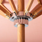 The Resort Market Umbrella in Rivie Pink | 10' Transfer Teak Frame Resort Market Umbrella Business & Pleasure Co. 