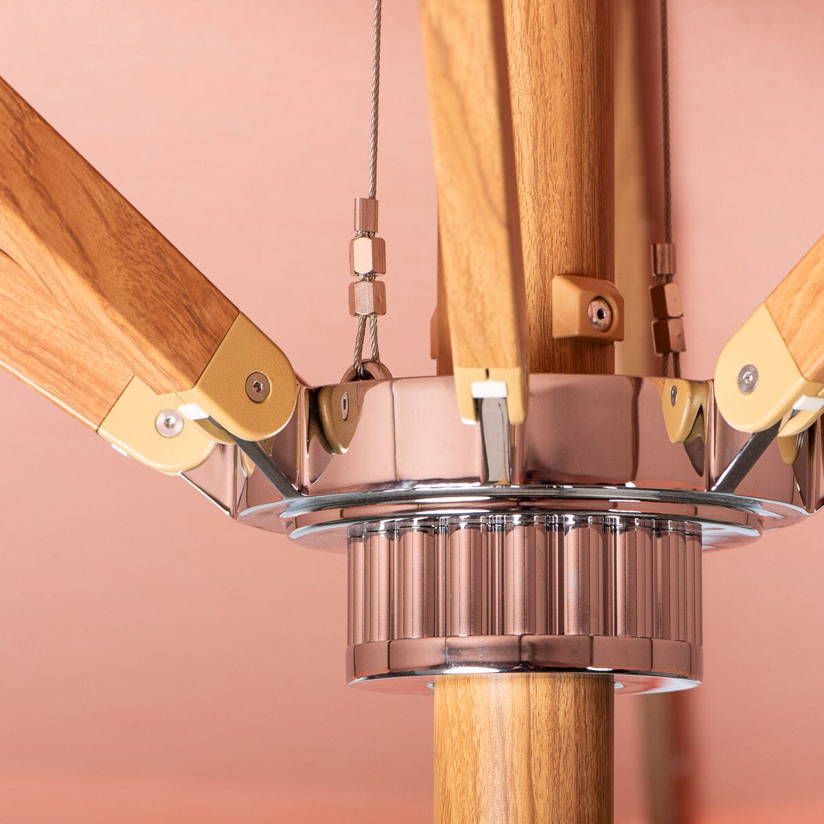 The Resort Market Umbrella in Rivie Pink | 10' Transfer Teak Frame Resort Market Umbrella Business & Pleasure Co. 