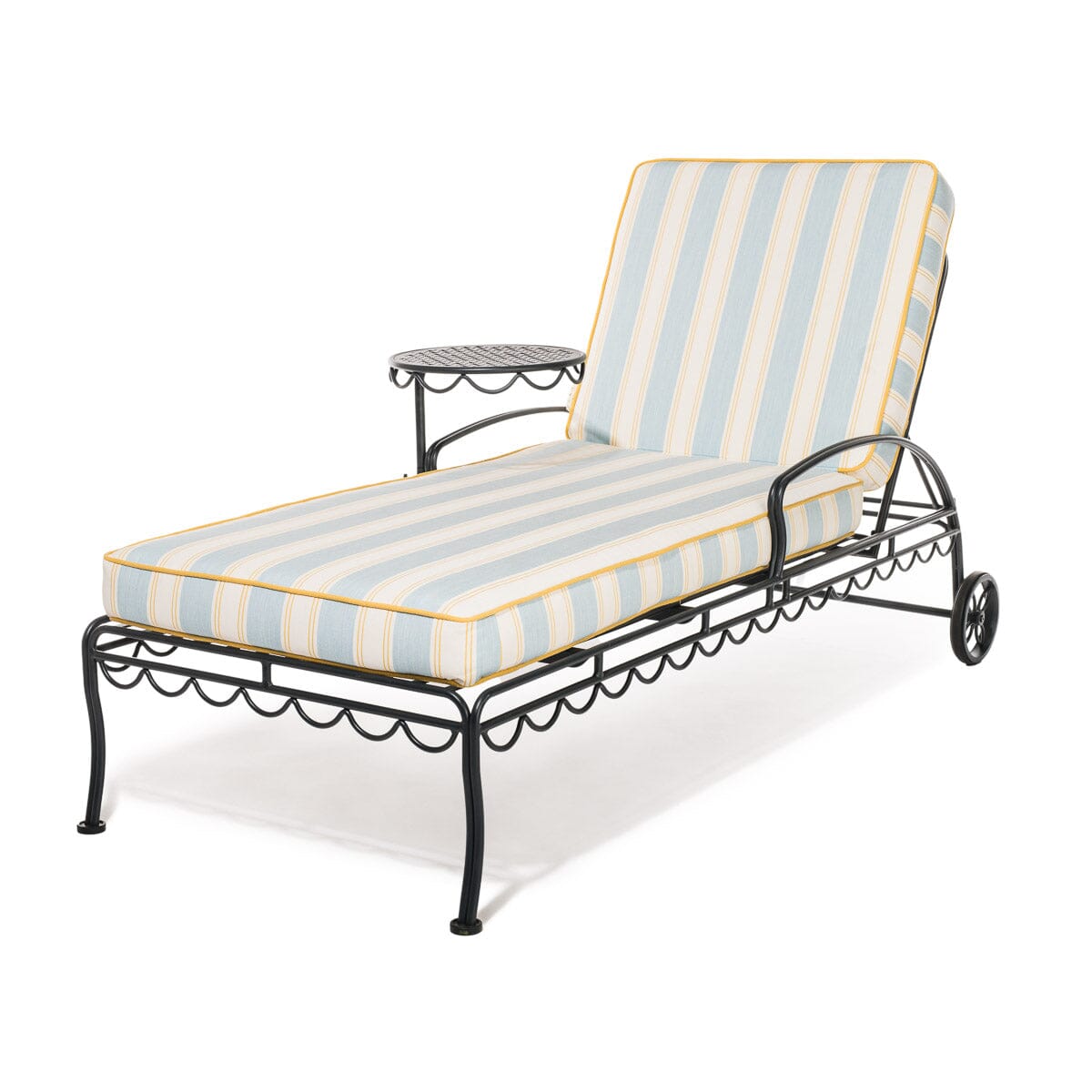 The Al Fresco Sun Lounger in Tuuli Stripe Blue | Vintage Black Frame Bundle Business & Pleasure Co. 