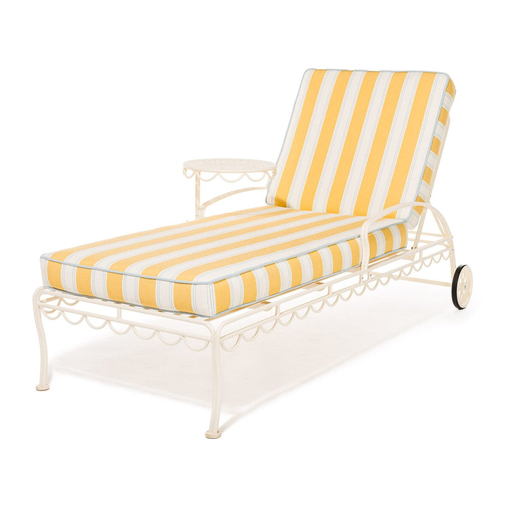 The Al Fresco Sun Lounger in Tuuli Stripe Yellow | Antique White Frame Bundle Business & Pleasure Co. 