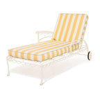 The Al Fresco Sun Lounger in Tuuli Stripe Yellow | Antique White Frame Bundle Business & Pleasure Co. 