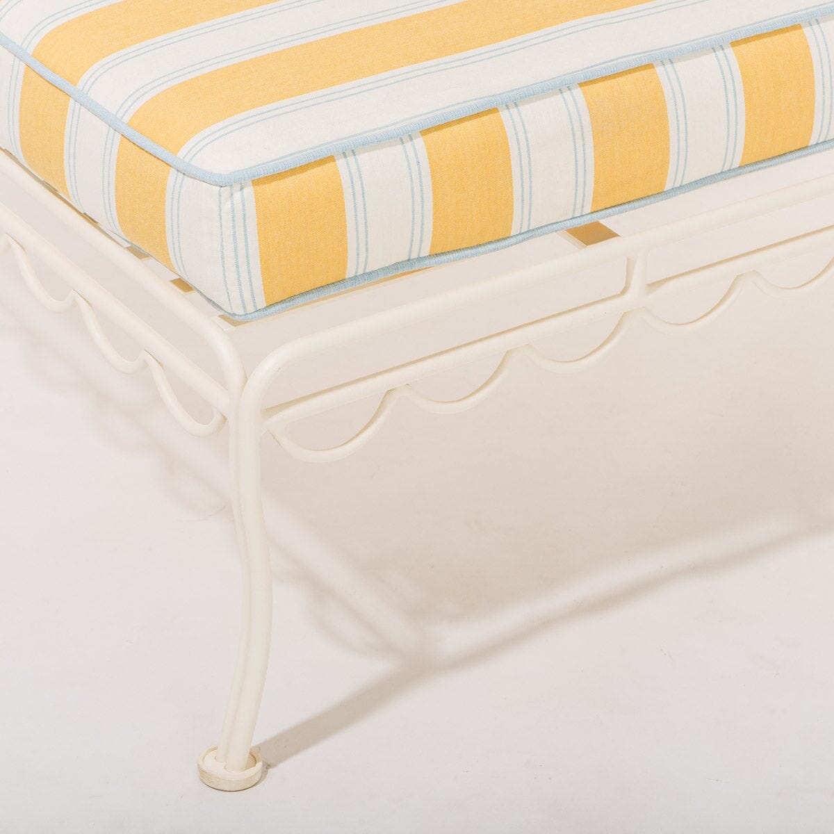 The Al Fresco Sun Lounger in Tuuli Stripe Yellow | Antique White Frame Bundle Business & Pleasure Co. 