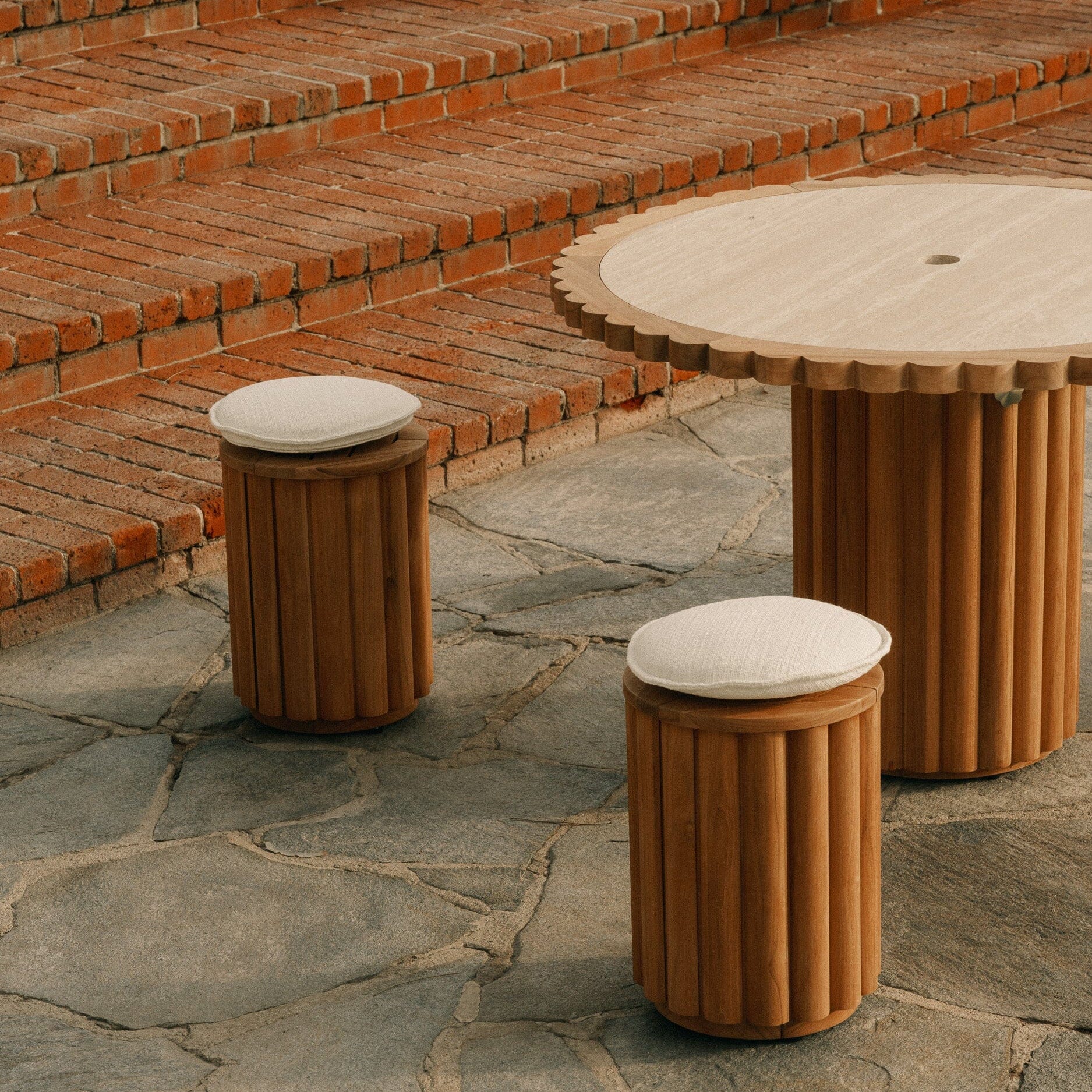 The Daisy Stool - Teakwood Daisy Stool Cushion Business & Pleasure Co. 