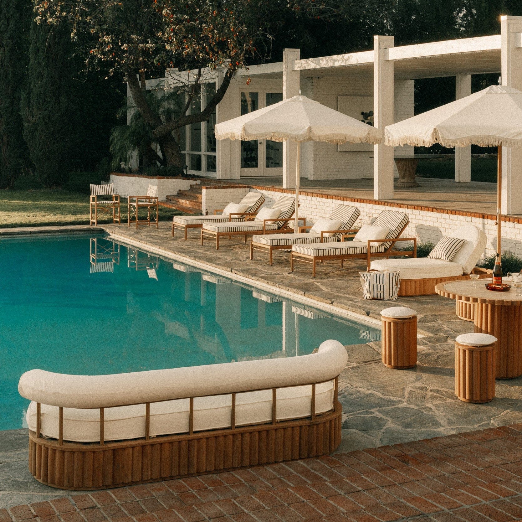 Daisy Sofa in Boucle Antique White | Teak Frame Daisy Sofa Business & Pleasure Co. 