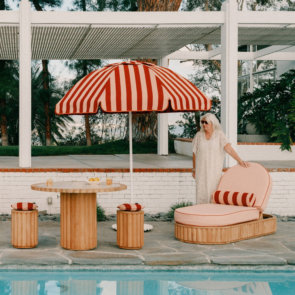 The Patio Umbrella - Terry Terracotta Stripe Patio Umbrella Business & Pleasure Co. 