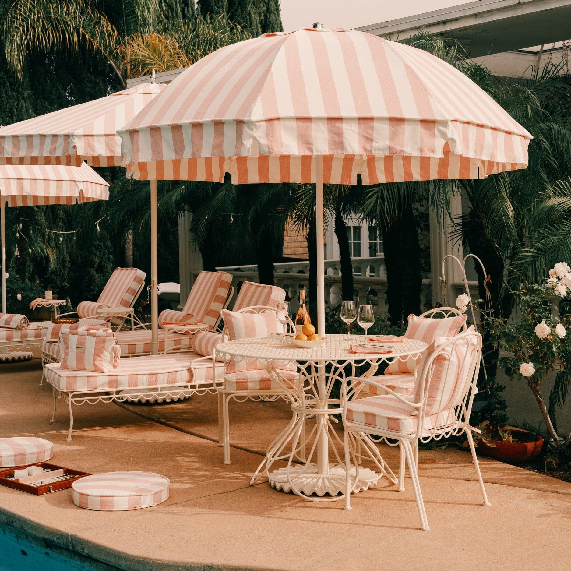 The Patio Umbrella Patio Umbrella Business & Pleasure Co. Crew Pink Stripe 