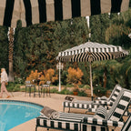 The Resort Market Umbrella in Crew Vintage Black Stripe | 10' Antique White Frame Resort Market Bundle Business & Pleasure Co. 