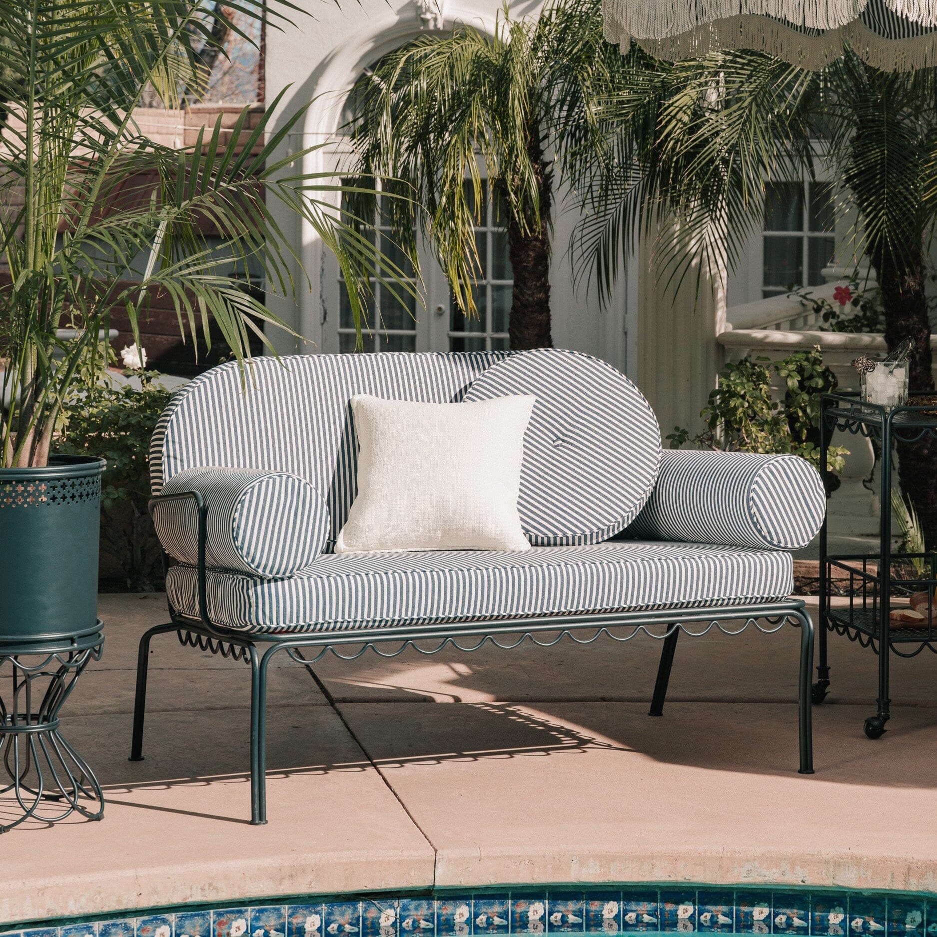 The Circular Pillow - Lauren's Navy Stripe Circular Pillow Business & Pleasure Co. 