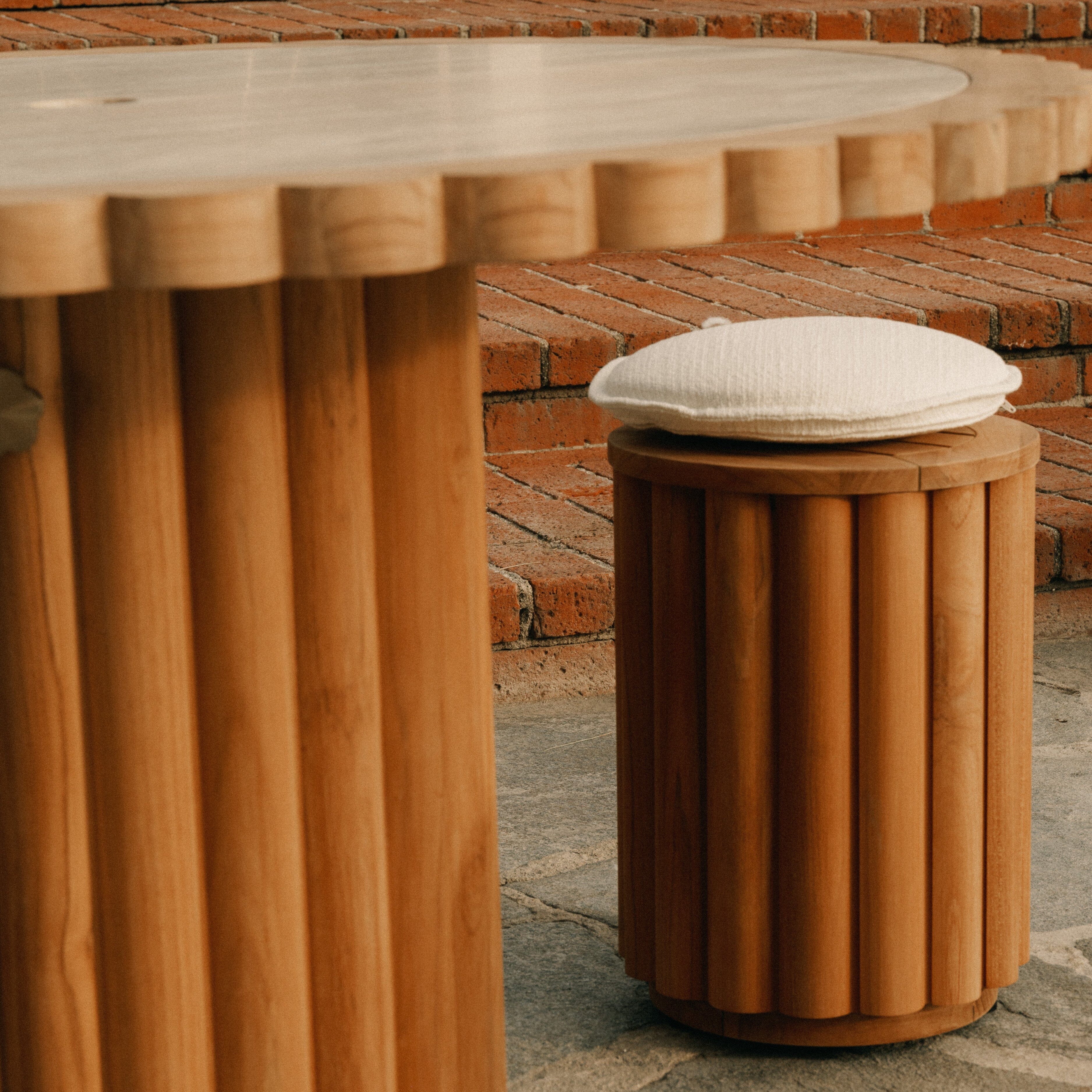 The Daisy Stool - Teakwood Daisy Stool Cushion Business & Pleasure Co. 