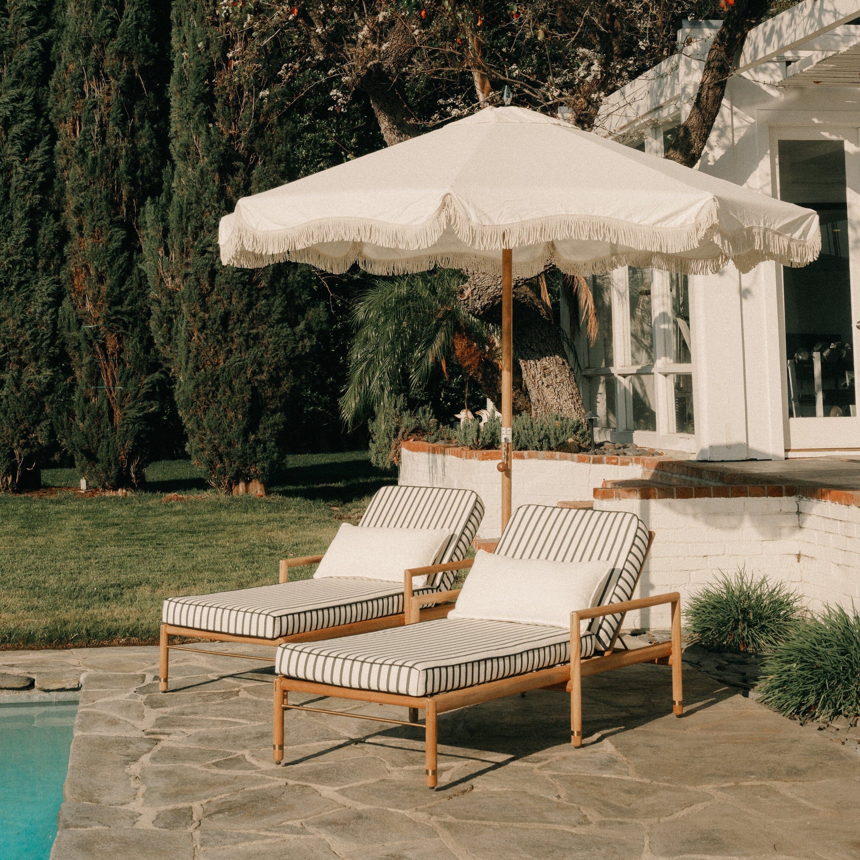 Wes Sun Lounger Kit - Teakwood Gold & Monaco Black Stripe Wes Sun Lounger Kit Business & Pleasure Co. 