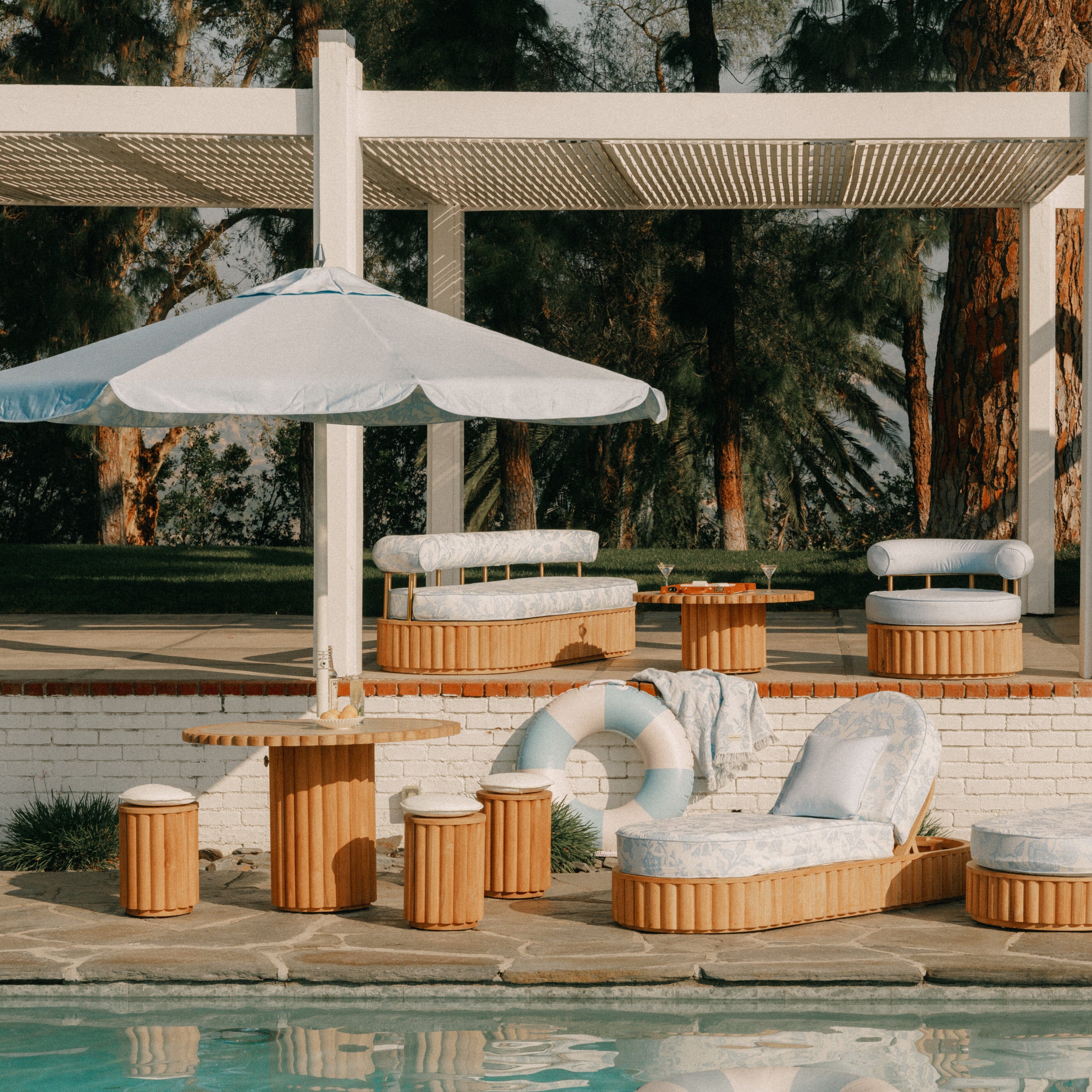 Daisy Sofa Kit - Teakwood & Hanalei Bay Blue Jacquard Daisy Sofa Kit Business & Pleasure Co. 