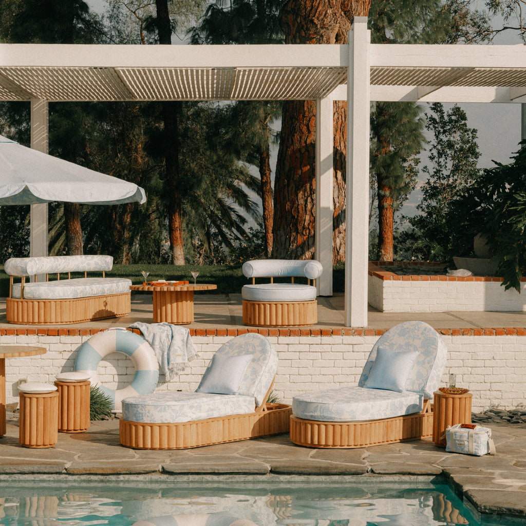 Daisy Sun Lounger Daisy Sun Lounger Business & Pleasure Co. Hanalei Bay Blue Jacquard Teakwood 