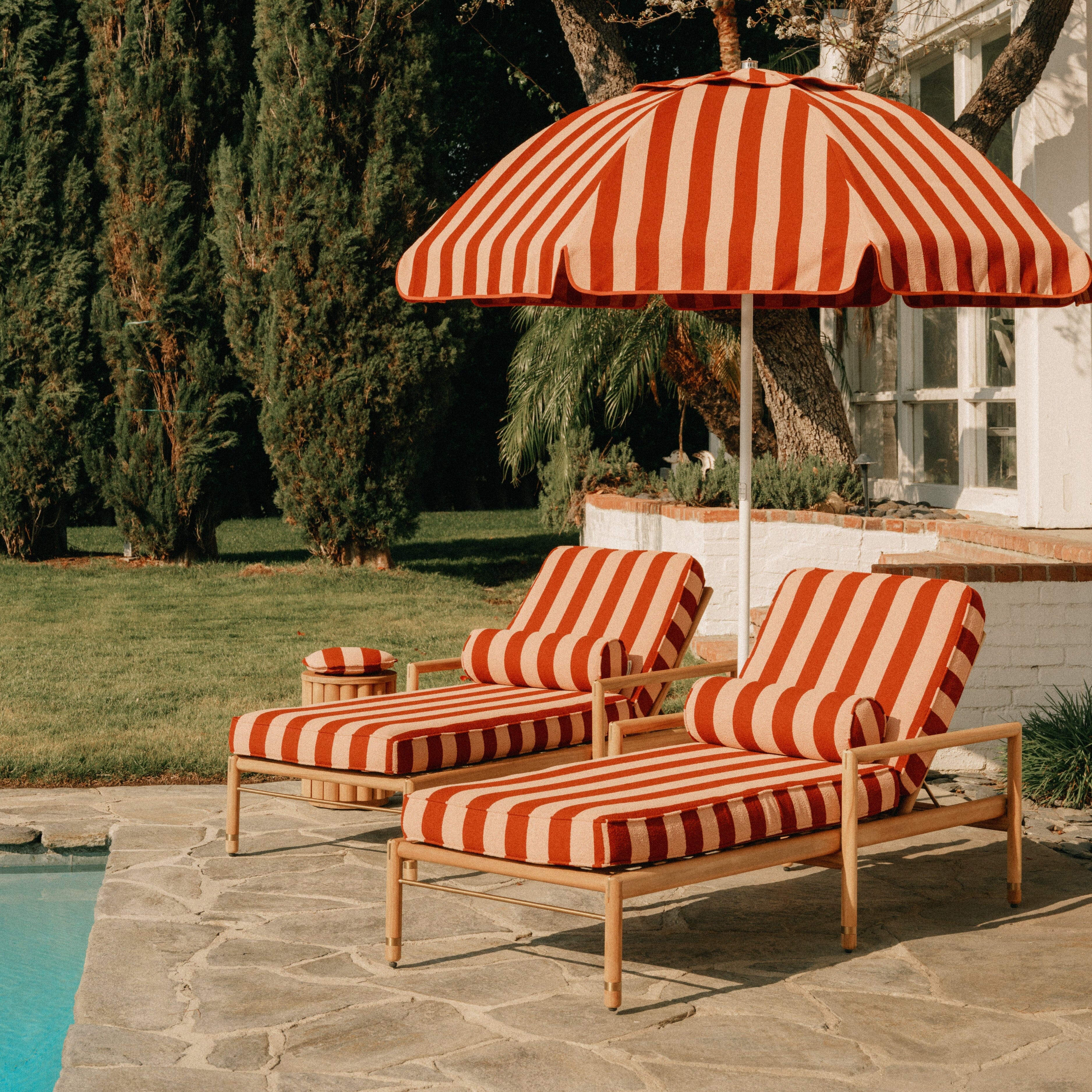 The Sun Lounger Slip Cover - Terry Terracotta Stripe Sun Lounger Slip Cover Business & Pleasure Co. 