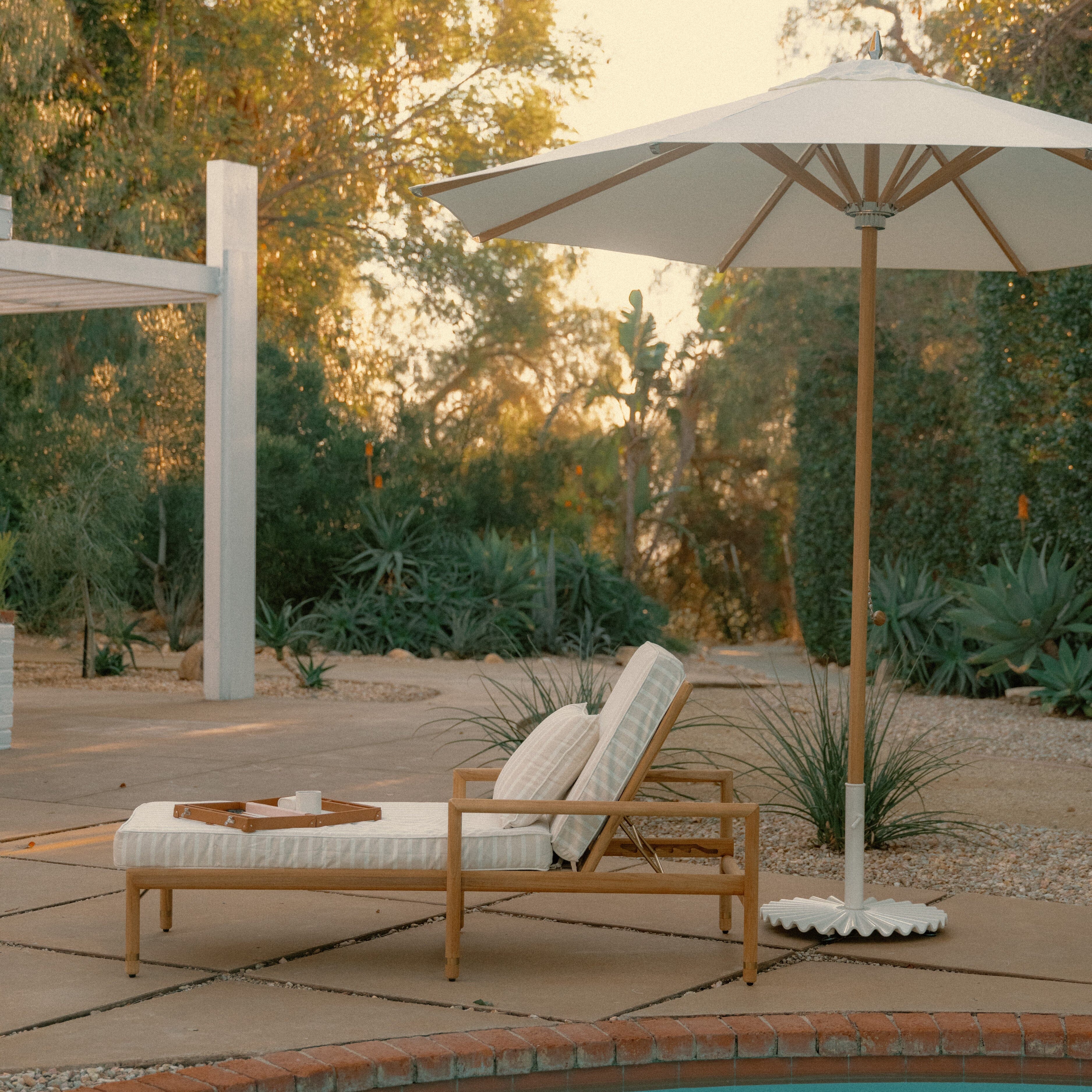 Wes Sun Lounger Kit - Teakwood Gold & Monaco Natural Stripe Wes Sun Lounger Kit Business & Pleasure Co. 