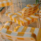 The Waterhouse Dining Chair in Crew Mimosa Yellow Stripe | Antique White Frame Bundle Business & Pleasure Co. 