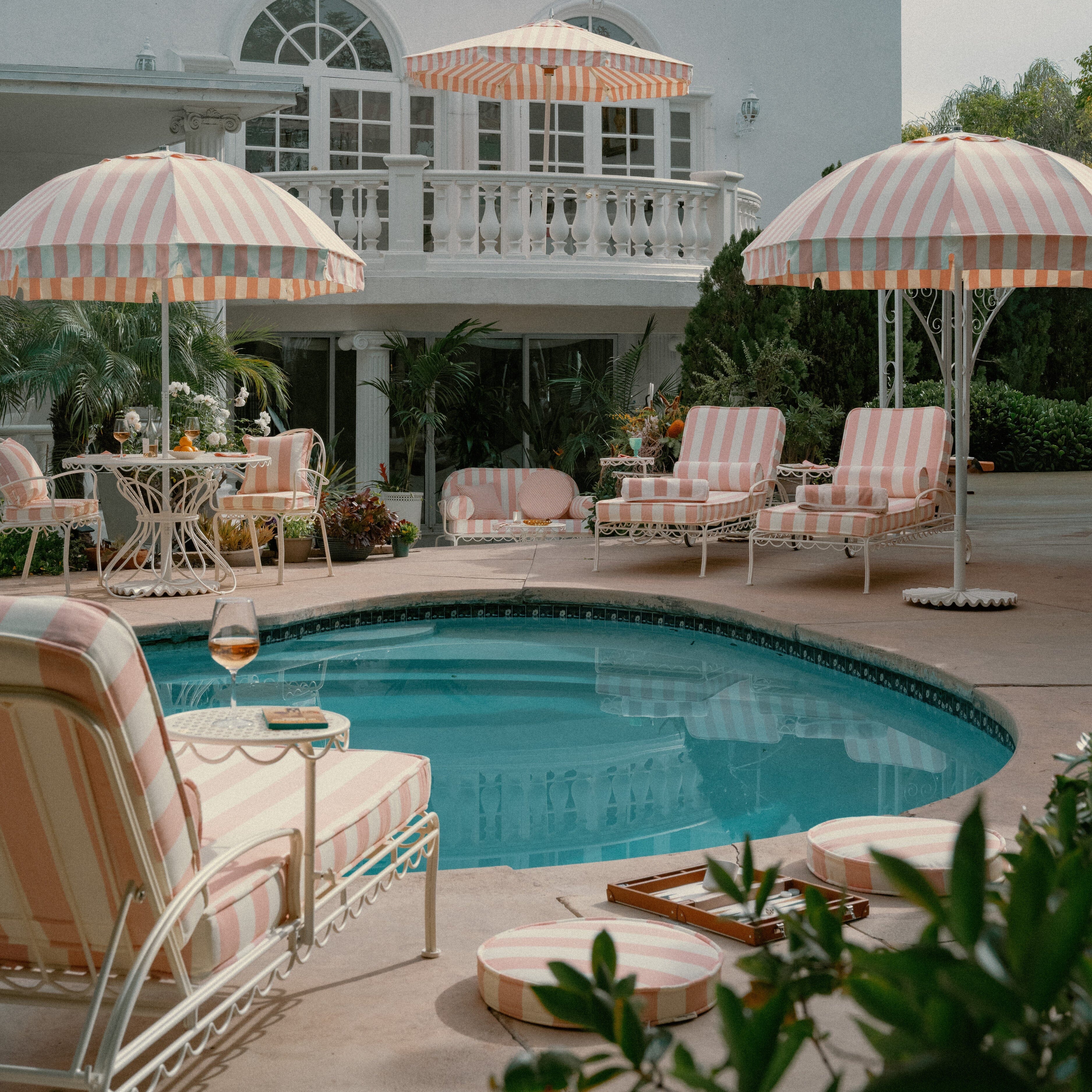 The Sun Lounger Slip Cover - Crew Pink Stripe Sun Lounger Slip Cover Business & Pleasure Co. 