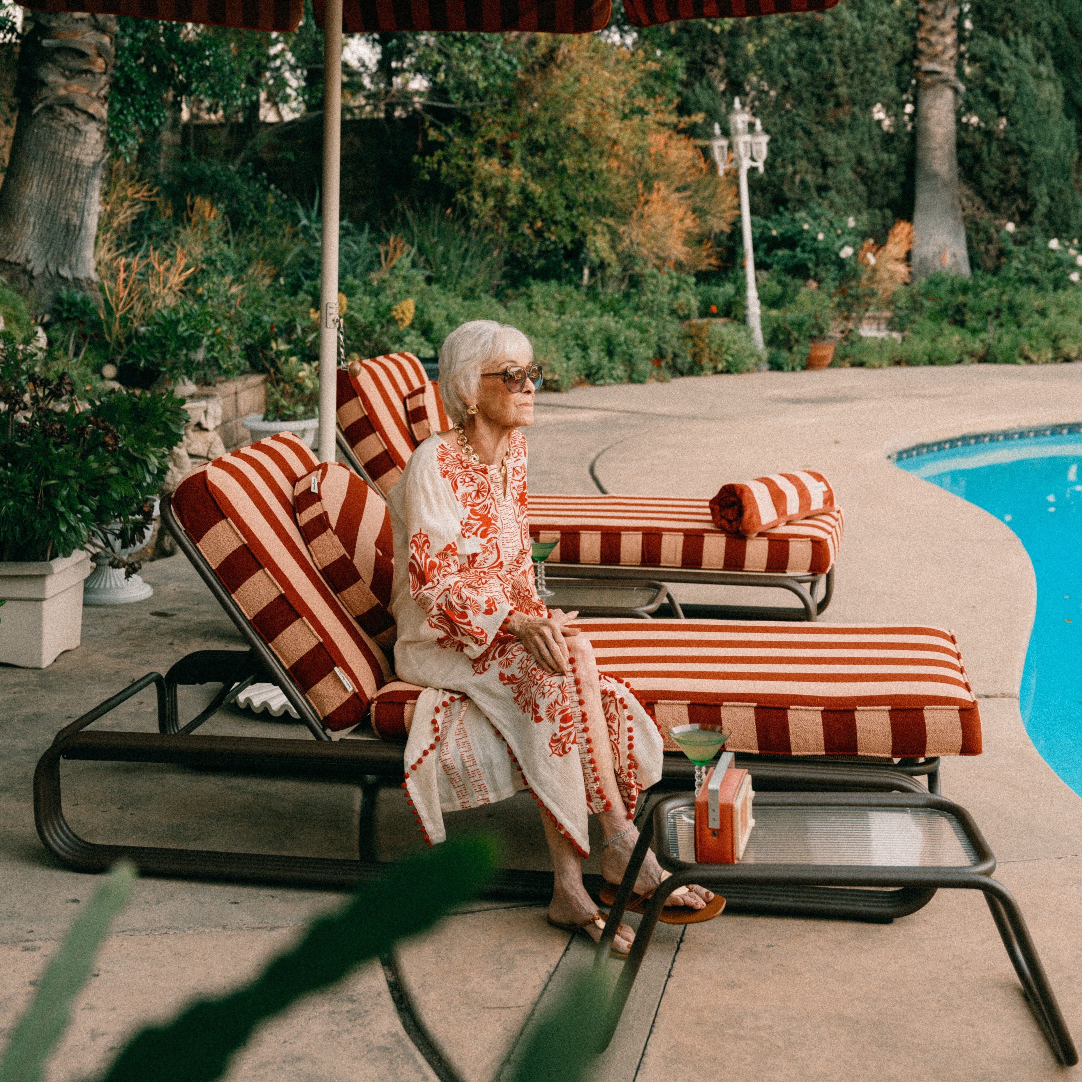 Product image of Contini Sun Lounger Business & Pleasure Co. Terry Terracotta Stripe Merlot 