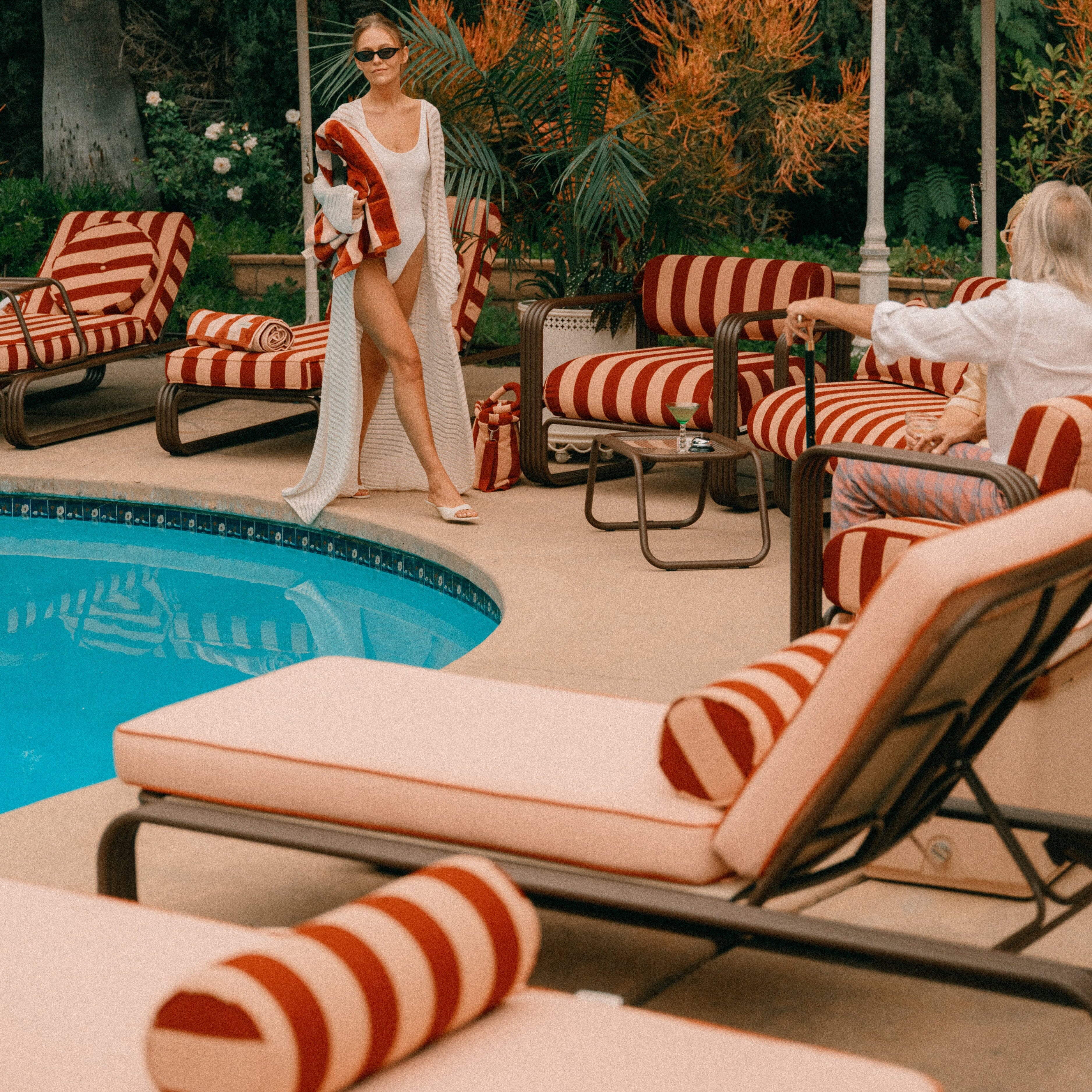 The Bolster Pillow - Terry Terracotta Stripe Bolster Pillow Business & Pleasure Co. 