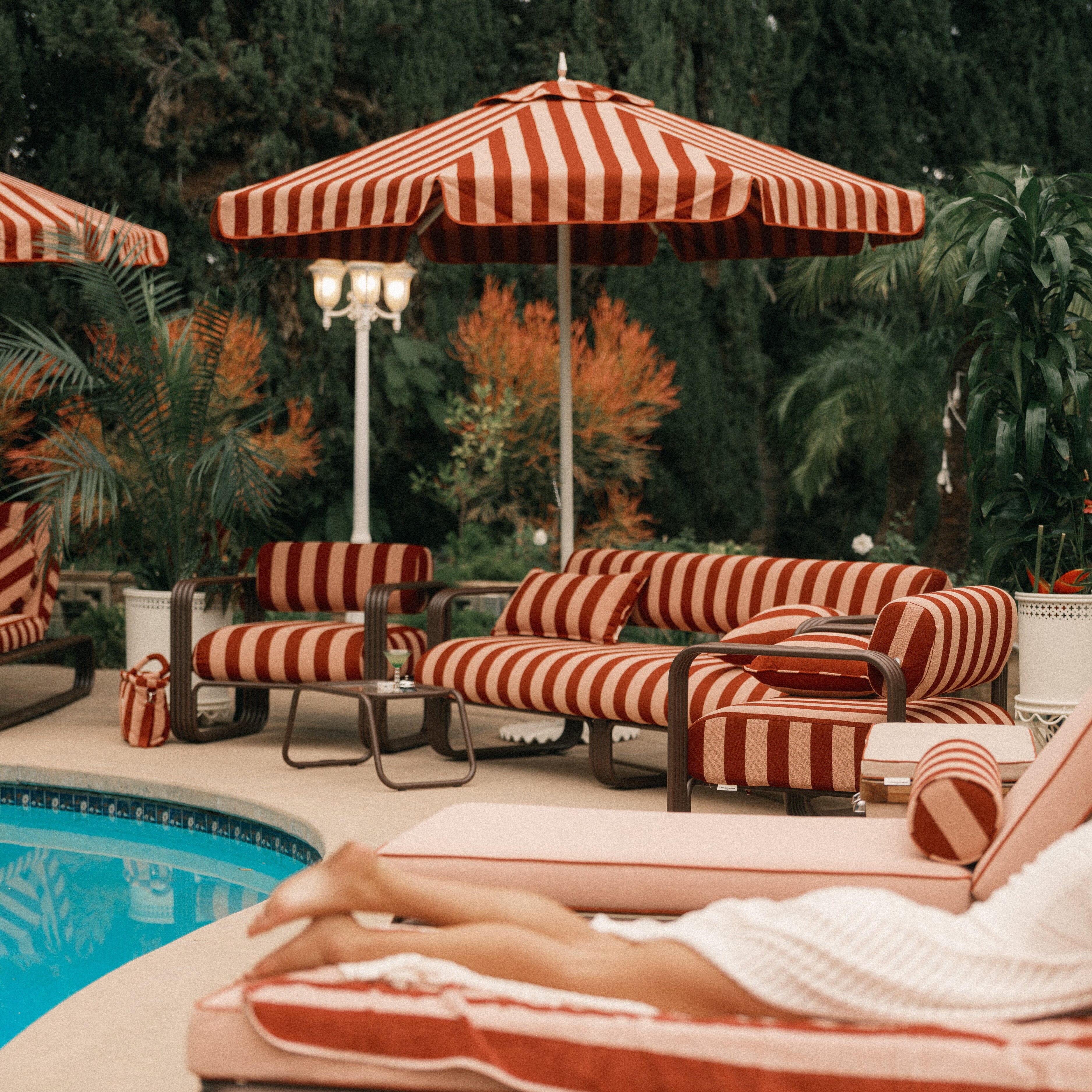 The Resort Market Umbrella - Octagon - Canopy 10' - Terry Terracotta Stripe Resort Market Umbrella Canopy Business & Pleasure Co. 