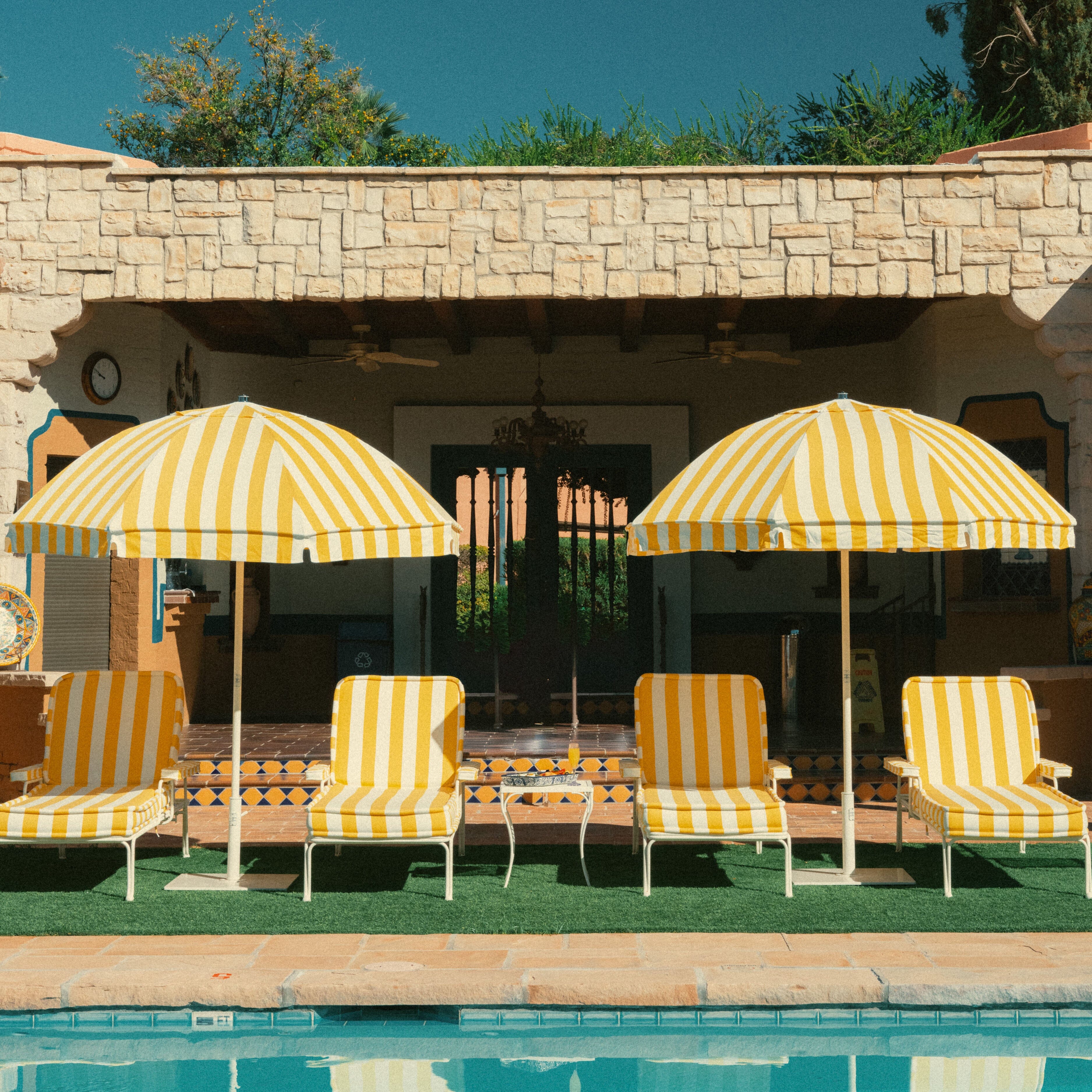 The Patio Umbrella - Crew Mimosa Yellow Stripe Patio Umbrella Business & Pleasure Co. 