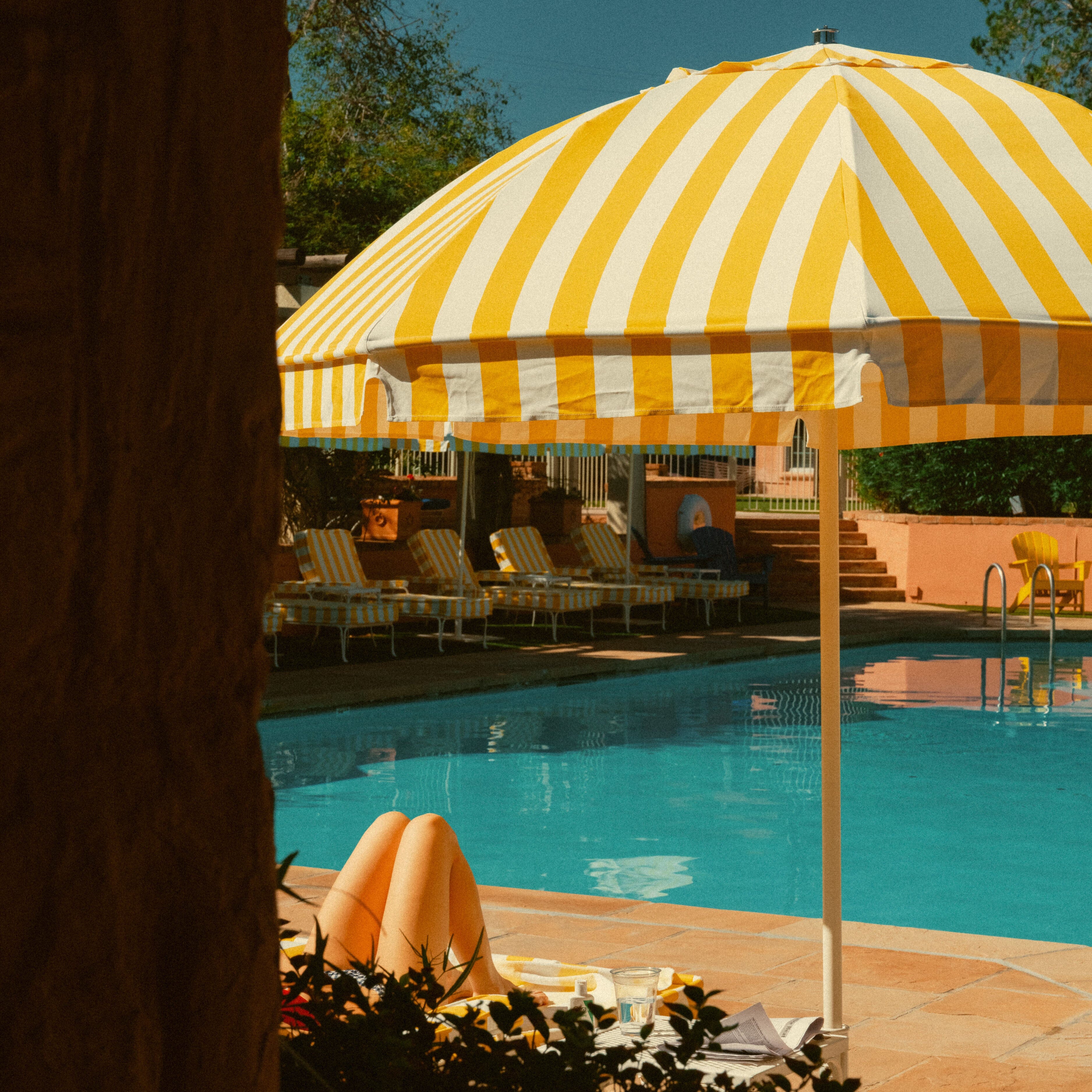 The Patio Umbrella - Crew Mimosa Yellow Stripe Patio Umbrella Business & Pleasure Co. 