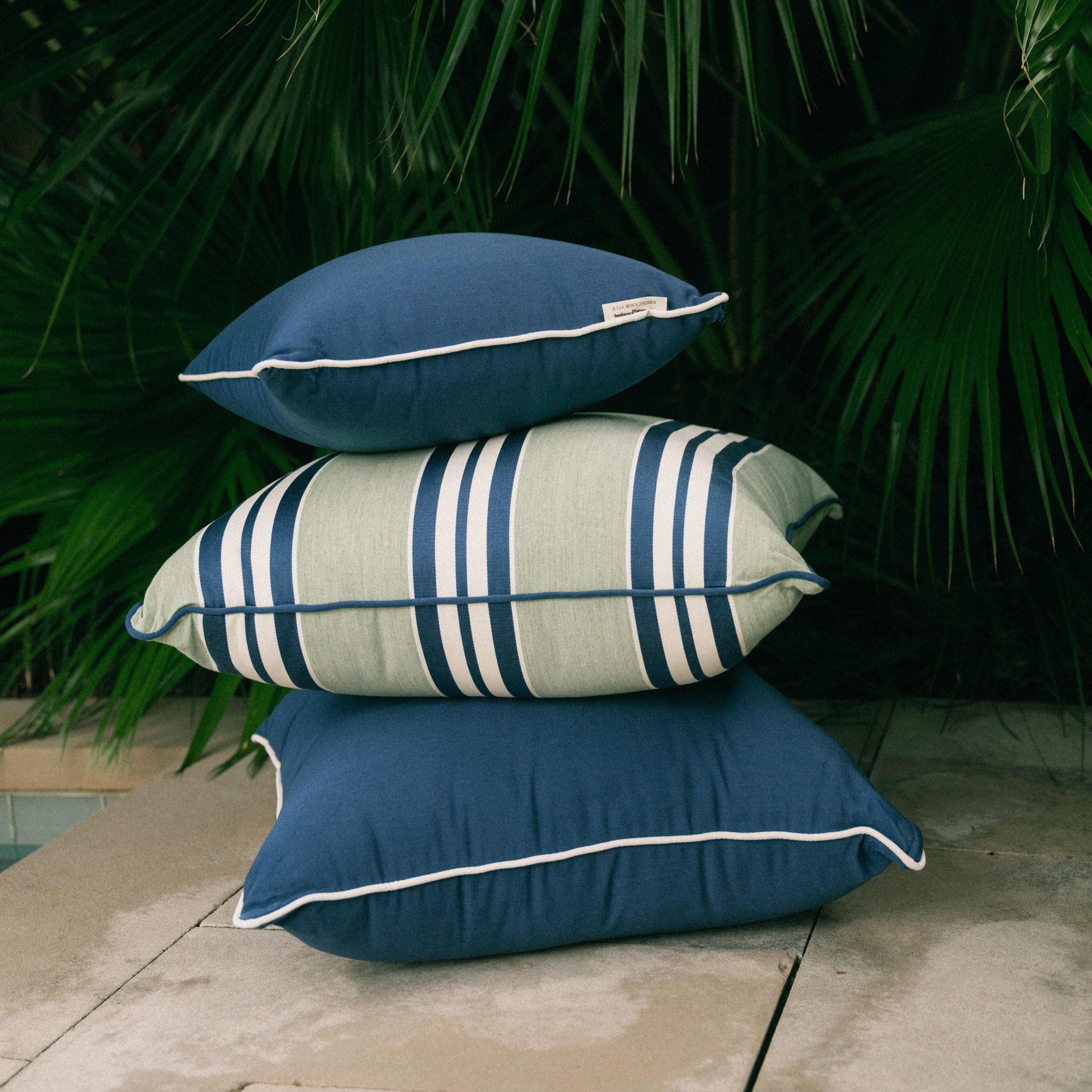 The Euro Throw Pillow x Julia Berolzheimer in Green Stripes B&P Co. x Julia Berolzheimer 