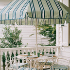 The Patio Umbrella x Julia Berolzheimer in Green Stripes Patio Umbrella B&P Co. x Julia Berolzheimer 