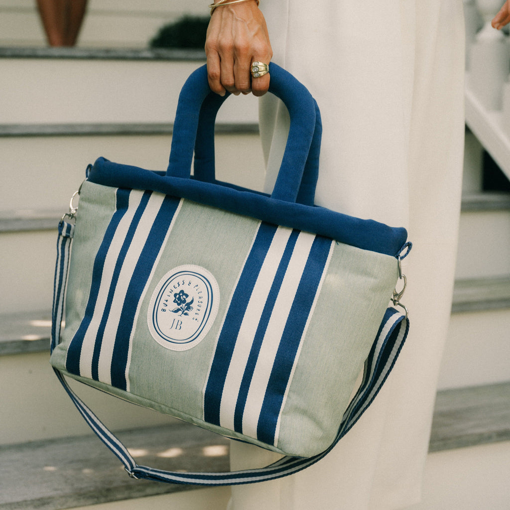 The Cloud Cooler Tote Bag x Julia Berolzheimer in Green Stripes B&P Co. x Julia Berolzheimer 