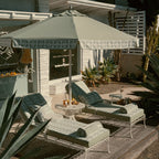 The Resort Market Umbrella x Julia Berolzheimer in Jacquard Green | 10' Antique White Frame Resort Market Bundle Business & Pleasure Co. 