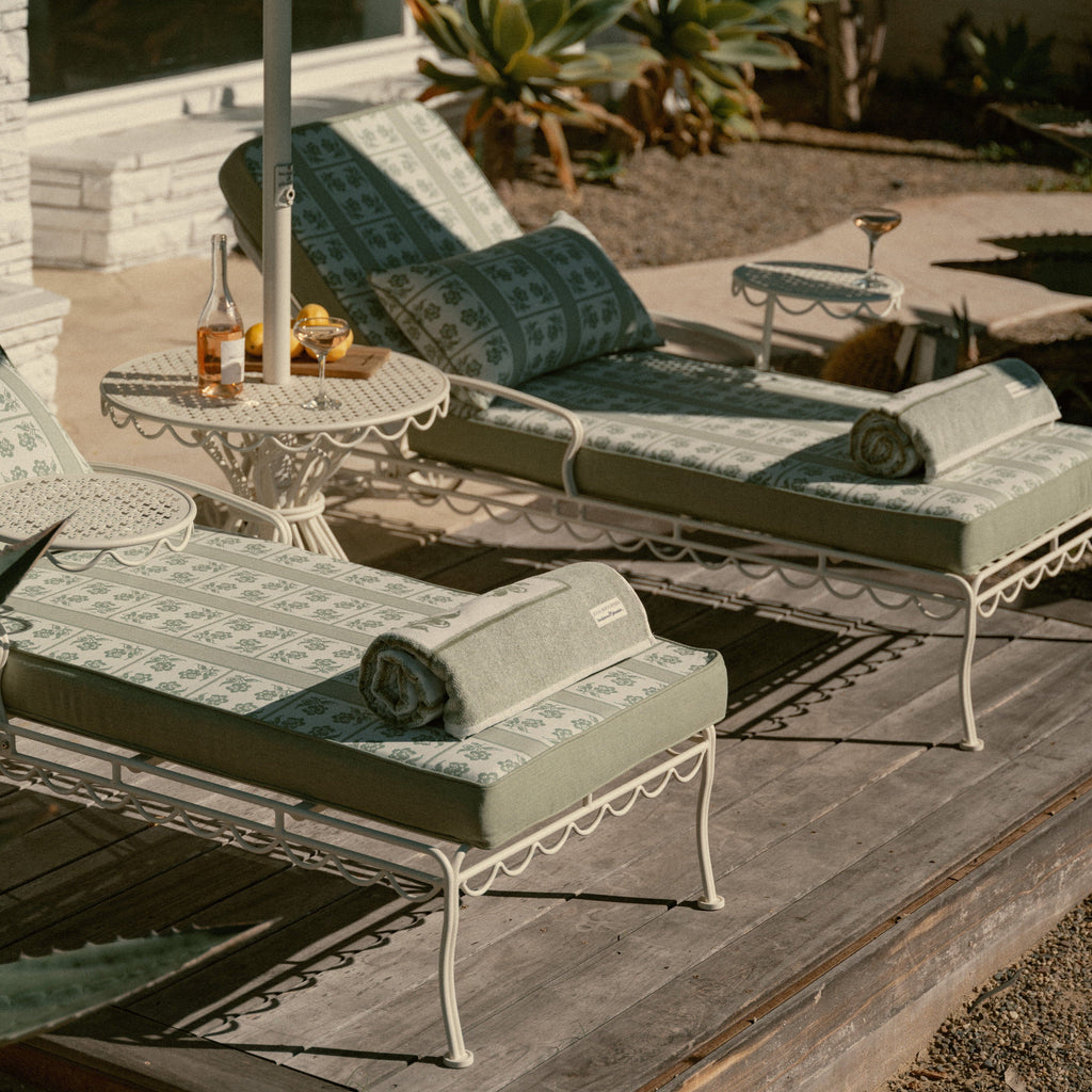 The Sun Lounger Slip Cover x Julia Berolzheimer in Jacquard Green Sun Lounger Slip Cover B&P Co. x Julia Berolzheimer 