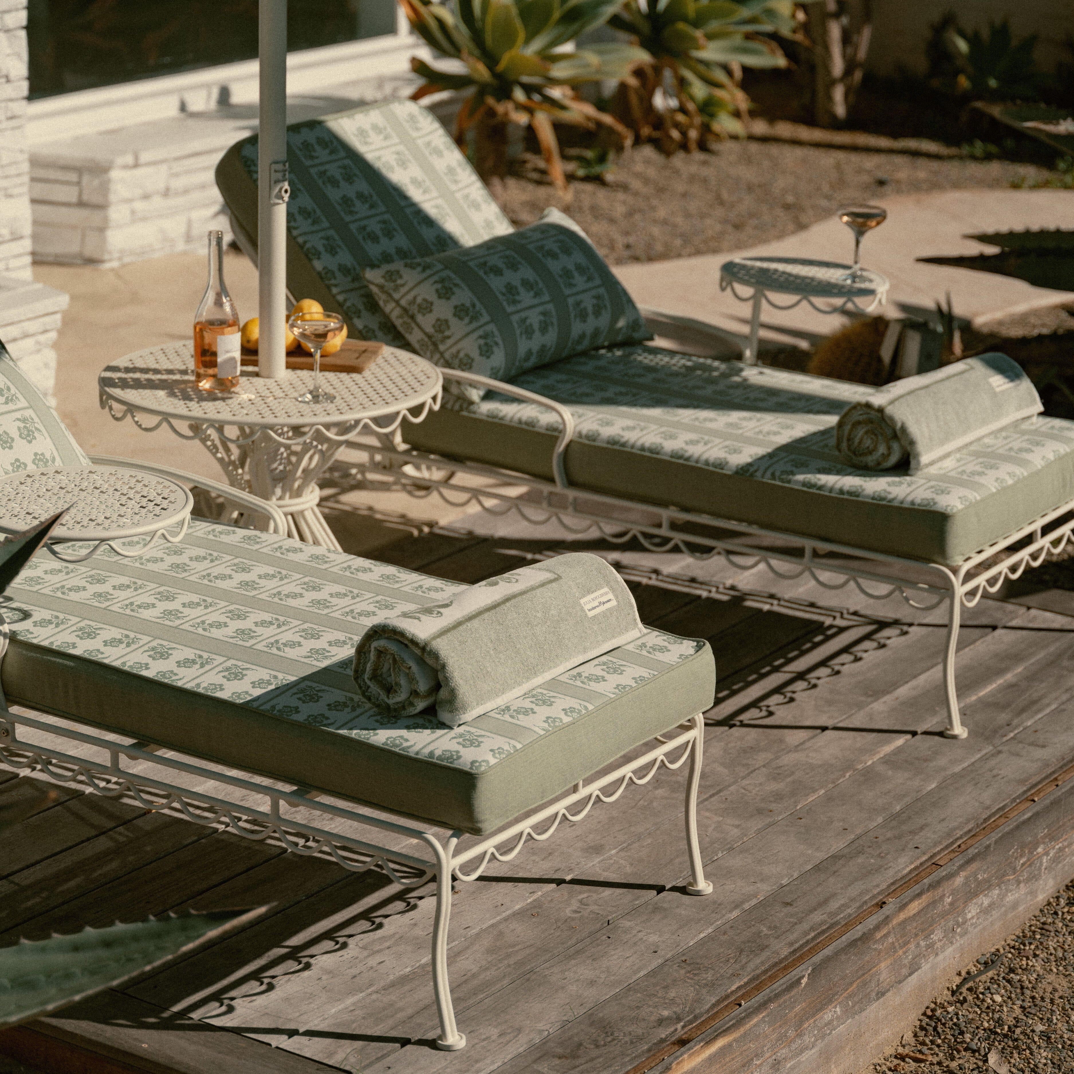 The Sun Lounger Slip Cover x Julia Berolzheimer in Jacquard Green Sun Lounger Slip Cover B&P Co. x Julia Berolzheimer 