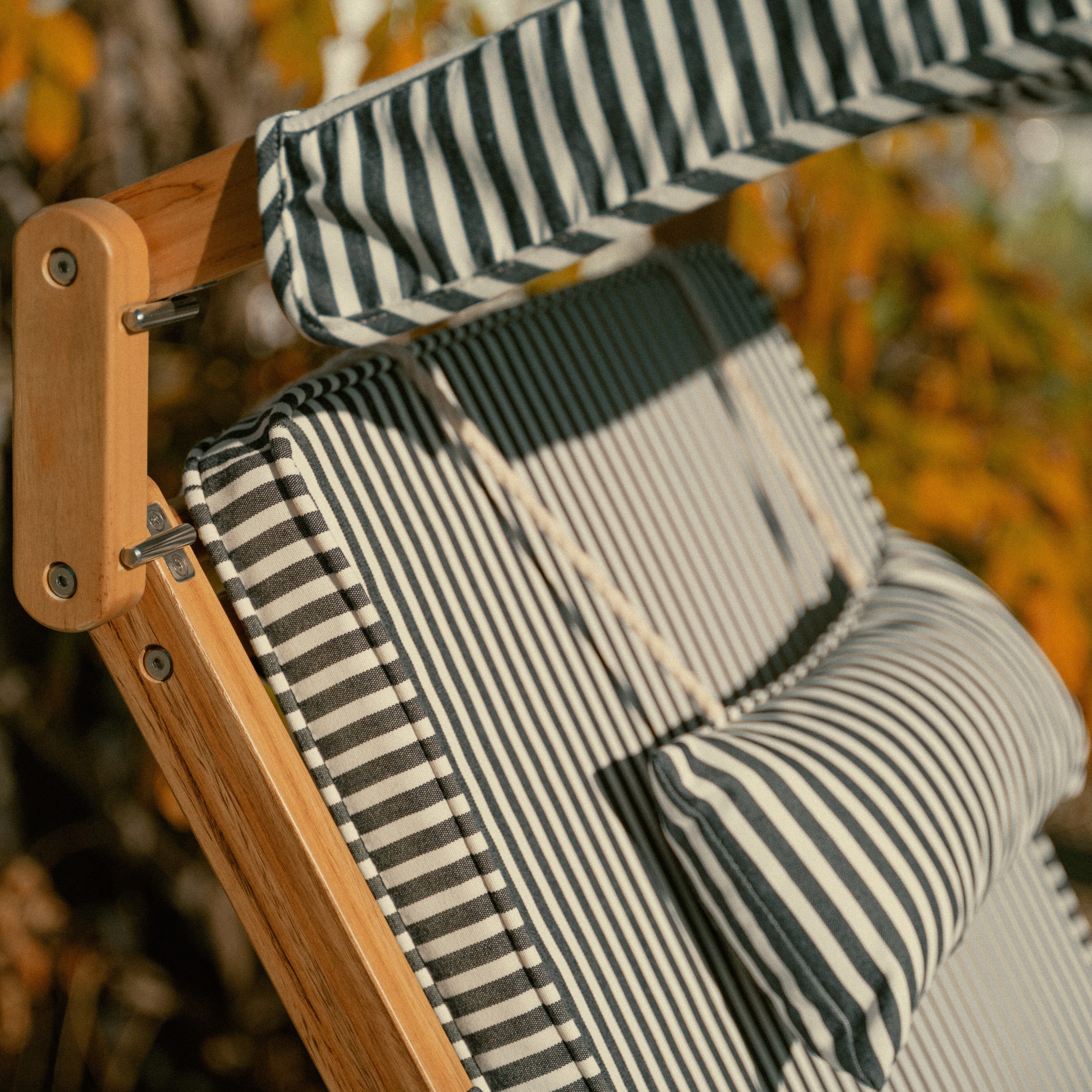 The Club Chair - Teak Natural - Lauren's Navy Stripe Club Chair Business & Pleasure Co. 