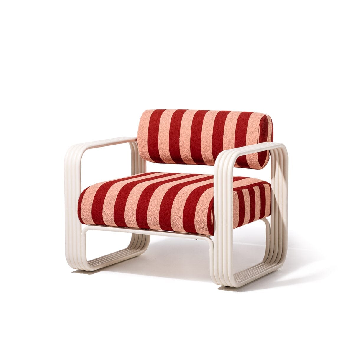 Product image of Contini Accent Chair in Terry Terracotta Stripe | Antique White Frame