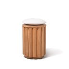 Daisy Teak Stool in Boucle Antique White | Teakwood Frame