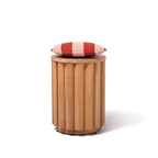 Daisy Teak Stool in Terry Terracotta Stripe | Teakwood Frame