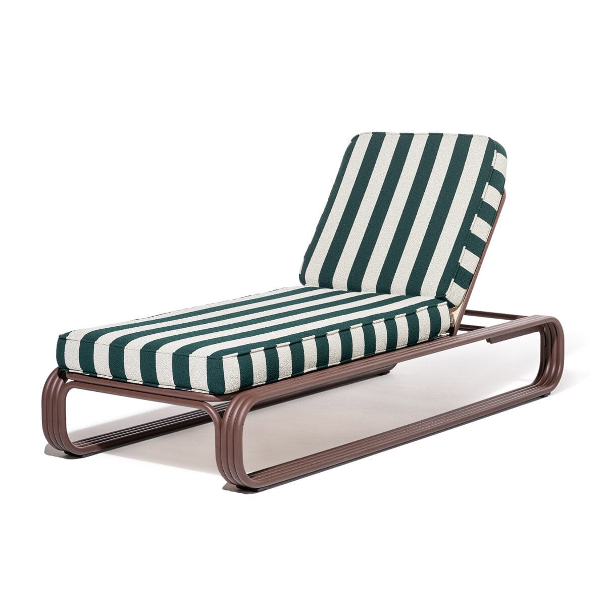 Product image of Contini Sun Lounger in Terry Green Stripe | Merlot Frame