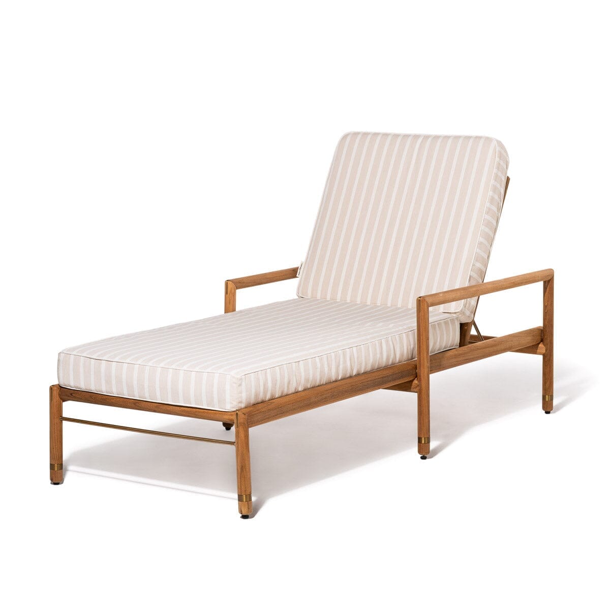 The WES Sun Lounger in Monaco Natural Stripe | Teakwood Gold Frame