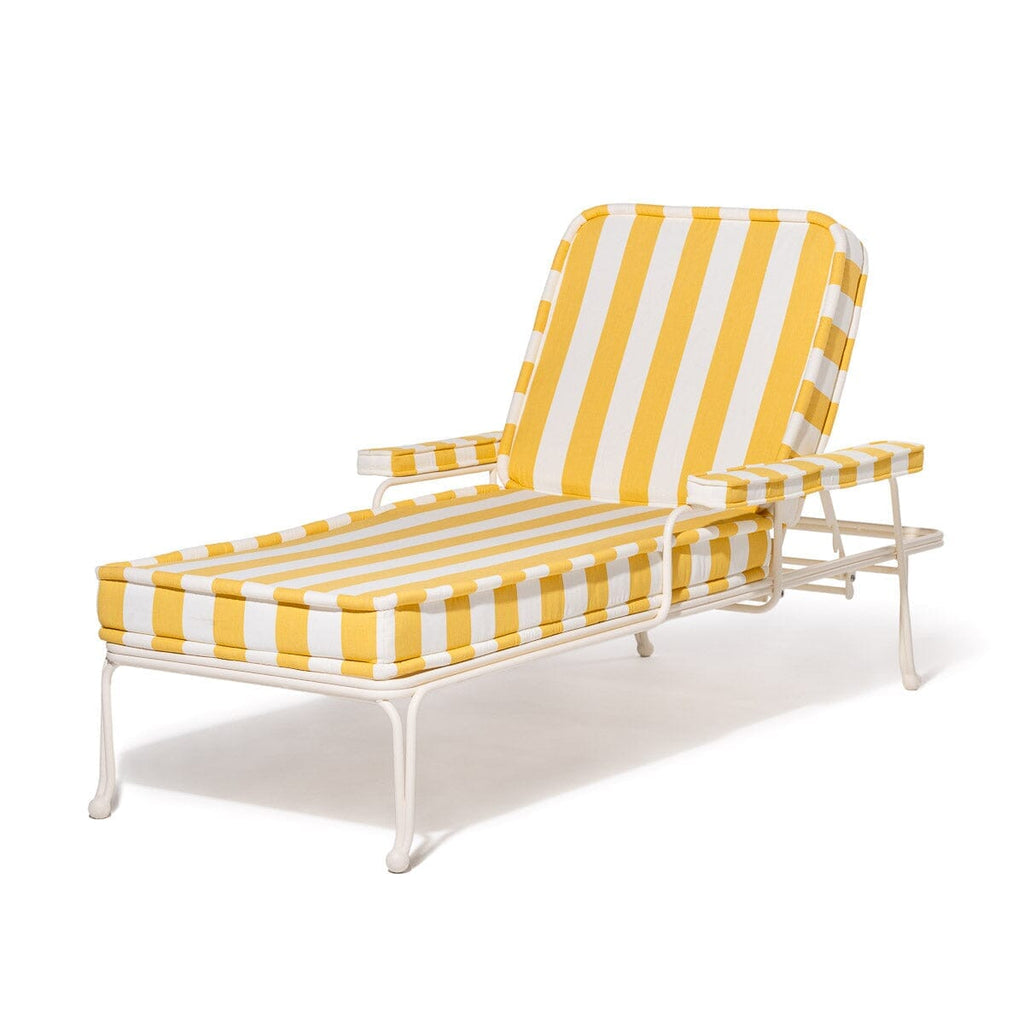 Waterhouse Sun Lounger in Crew Mimosa Yellow Stripe | Antique White Frame