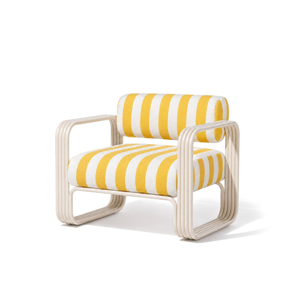 The Contini Accent Chair Contini Accent Chair Kit Business & Pleasure Co. Crew Mimosa Yellow Stripe Antique White 