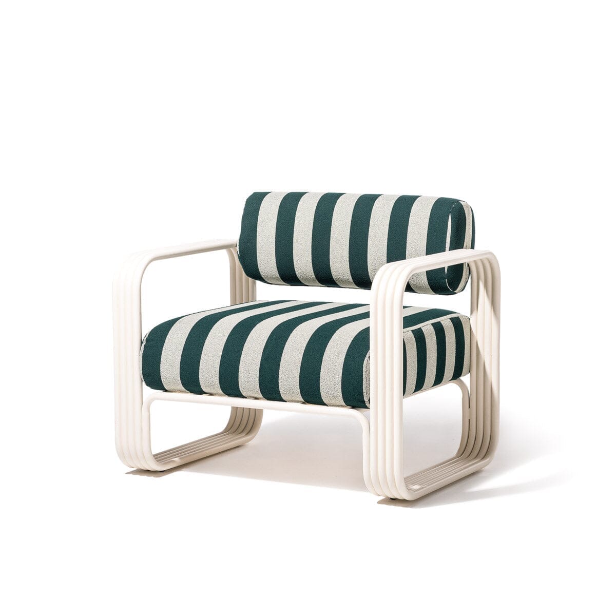 Product image of The Contini Accent Chair in Terry Green Stripe | Antique White Frame Contini Accent Chair Kit Business & Pleasure Co. 