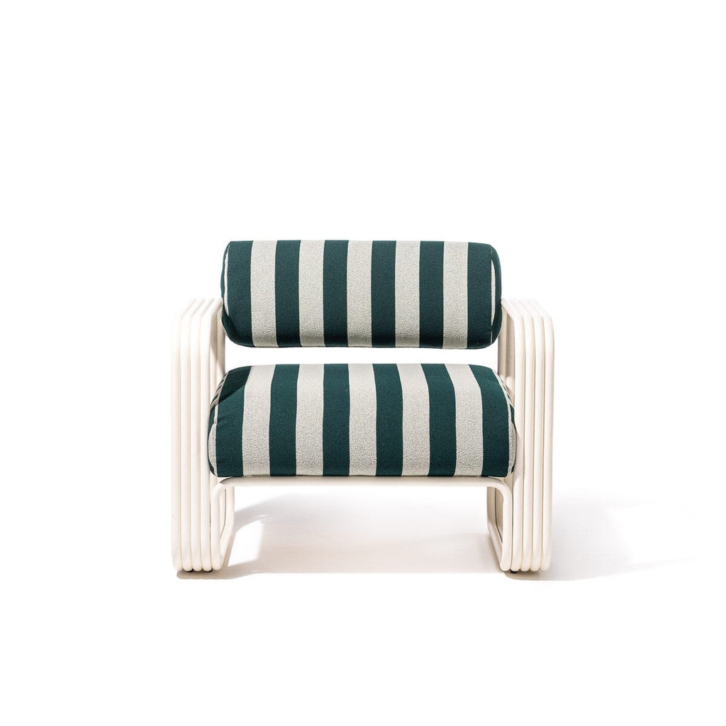 The Contini Accent Chair in Terry Green Stripe | Antique White Frame Contini Accent Chair Kit Business & Pleasure Co. 