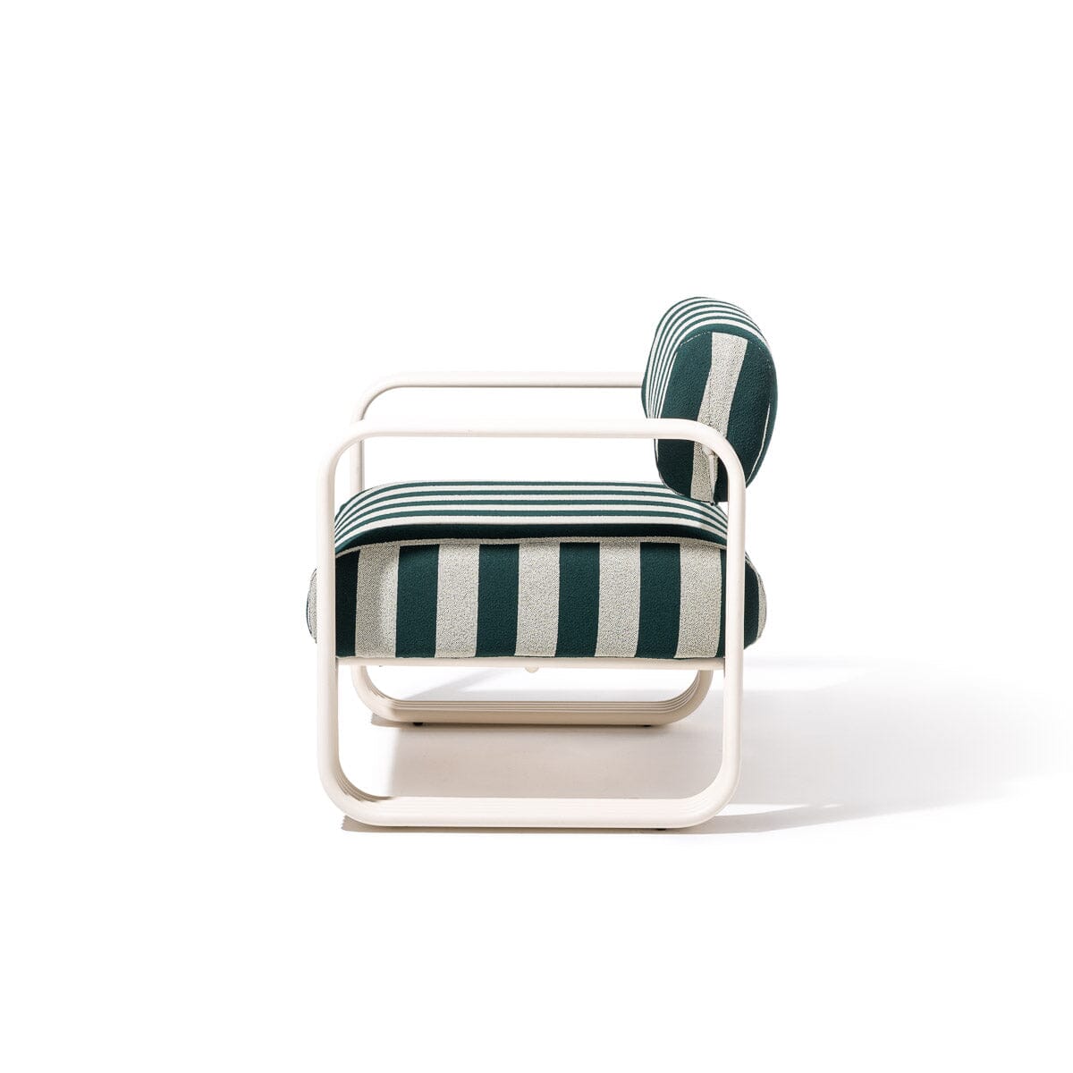 The Contini Accent Chair in Terry Green Stripe | Antique White Frame Contini Accent Chair Kit Business & Pleasure Co. 