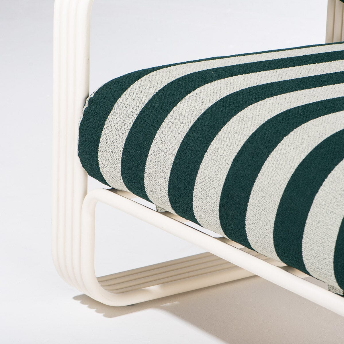 The Contini Accent Chair in Terry Green Stripe | Antique White Frame Contini Accent Chair Kit Business & Pleasure Co. 