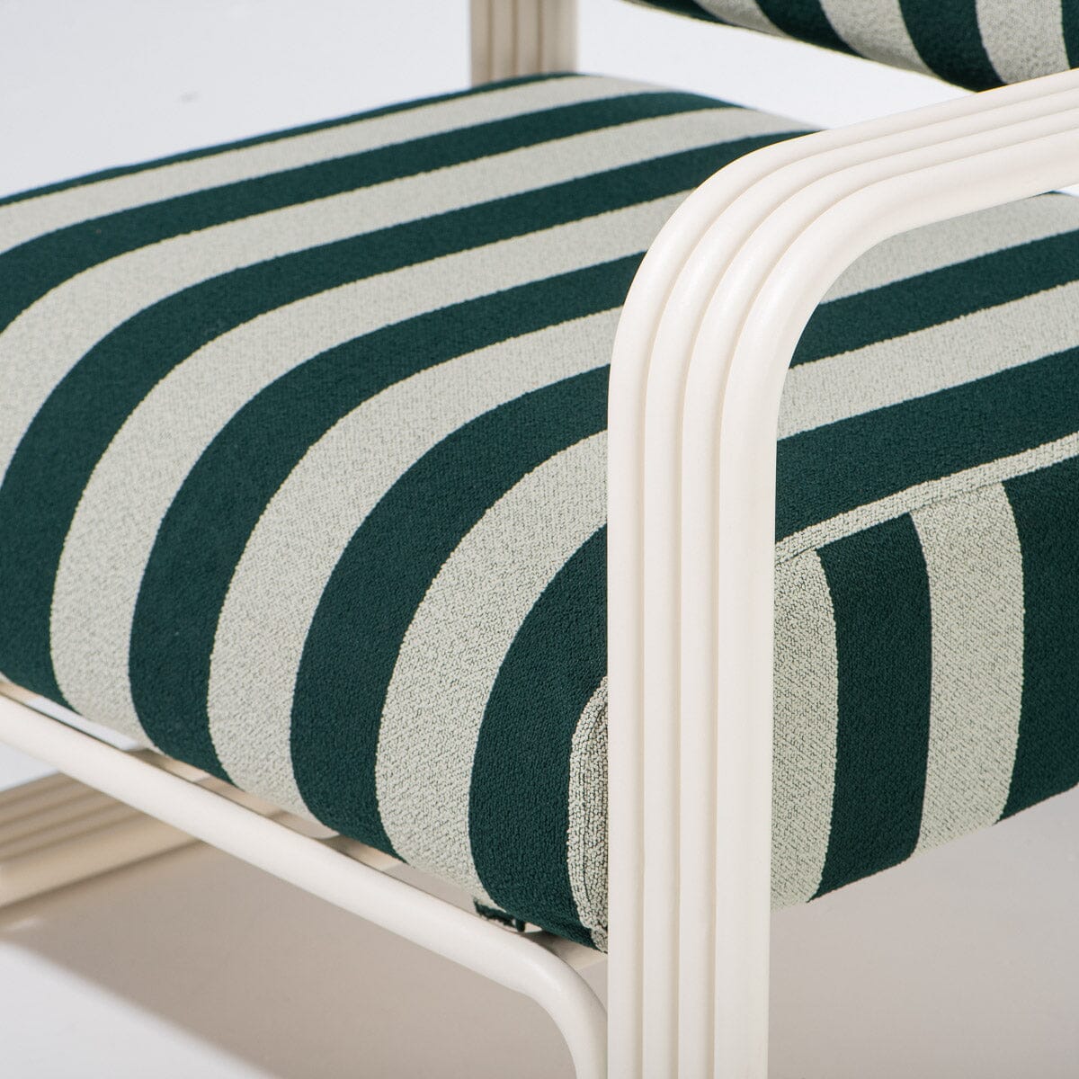 The Contini Accent Chair in Terry Green Stripe | Antique White Frame Contini Accent Chair Kit Business & Pleasure Co. 