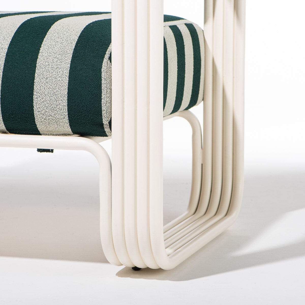 The Contini Accent Chair in Terry Green Stripe | Antique White Frame Contini Accent Chair Kit Business & Pleasure Co. 