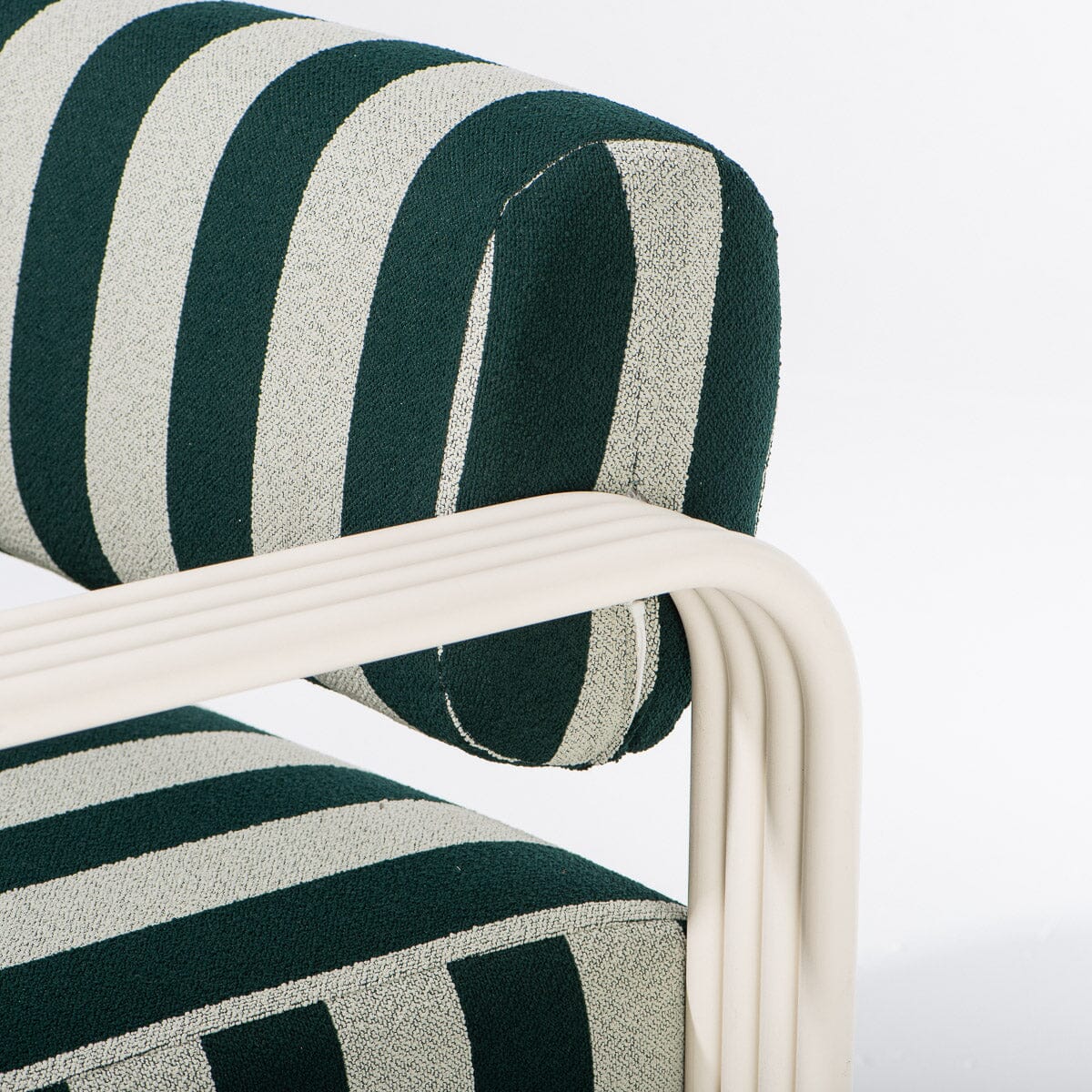 The Contini Accent Chair in Terry Green Stripe | Antique White Frame Contini Accent Chair Kit Business & Pleasure Co. 