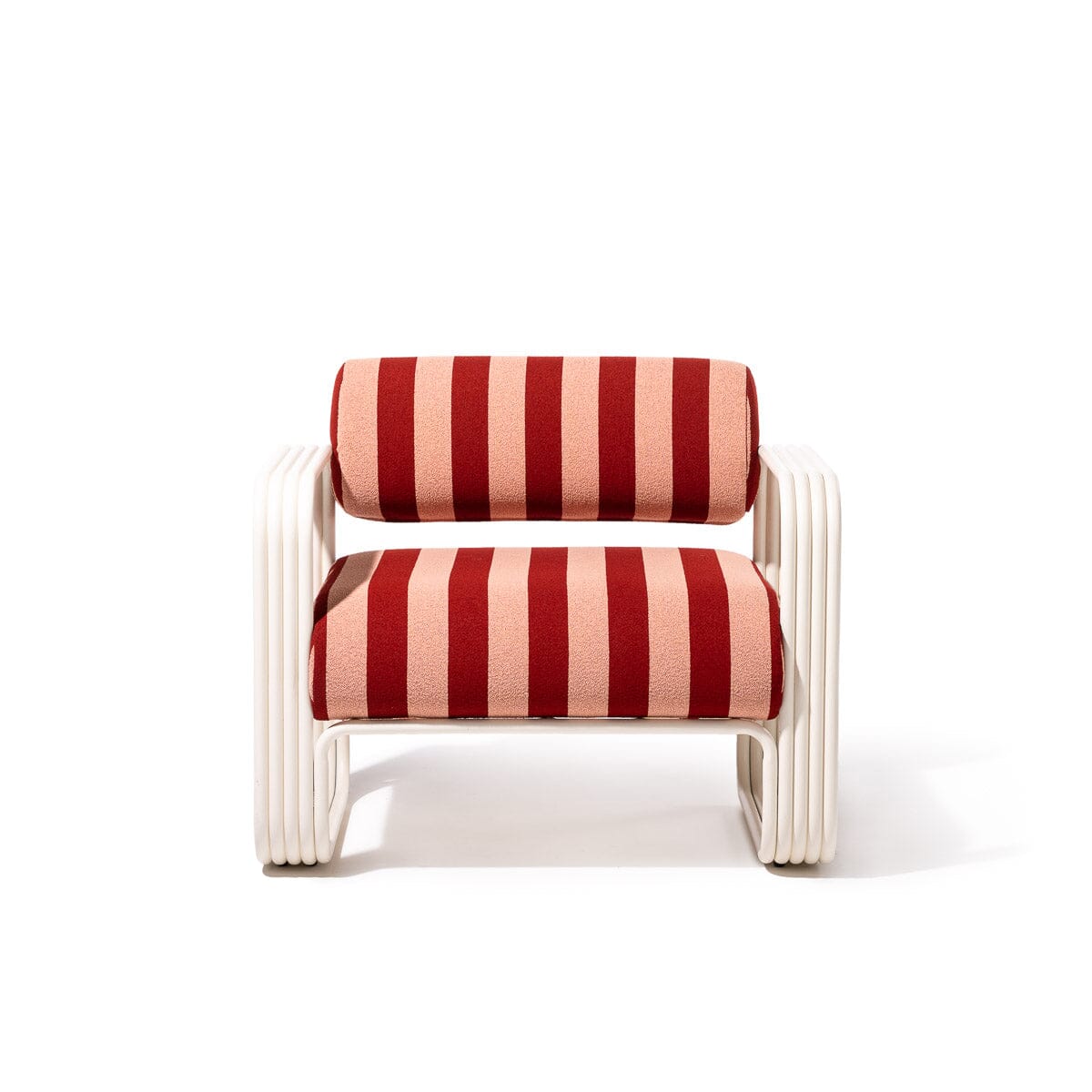 The Contini Accent Chair in Terry Terracotta Stripe | Antique White Frame Contini Accent Chair Kit Business & Pleasure Co. 