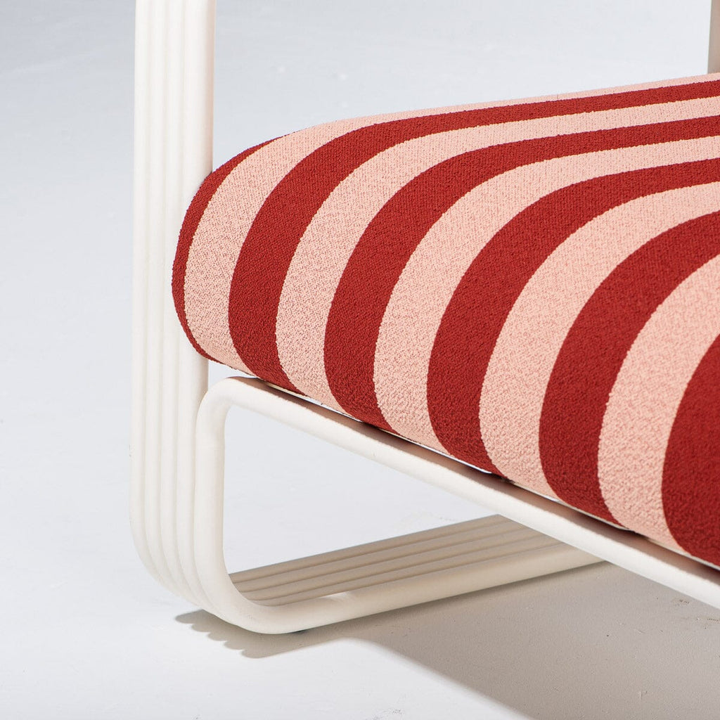 The Contini Accent Chair in Terry Terracotta Stripe | Antique White Frame Contini Accent Chair Kit Business & Pleasure Co. 
